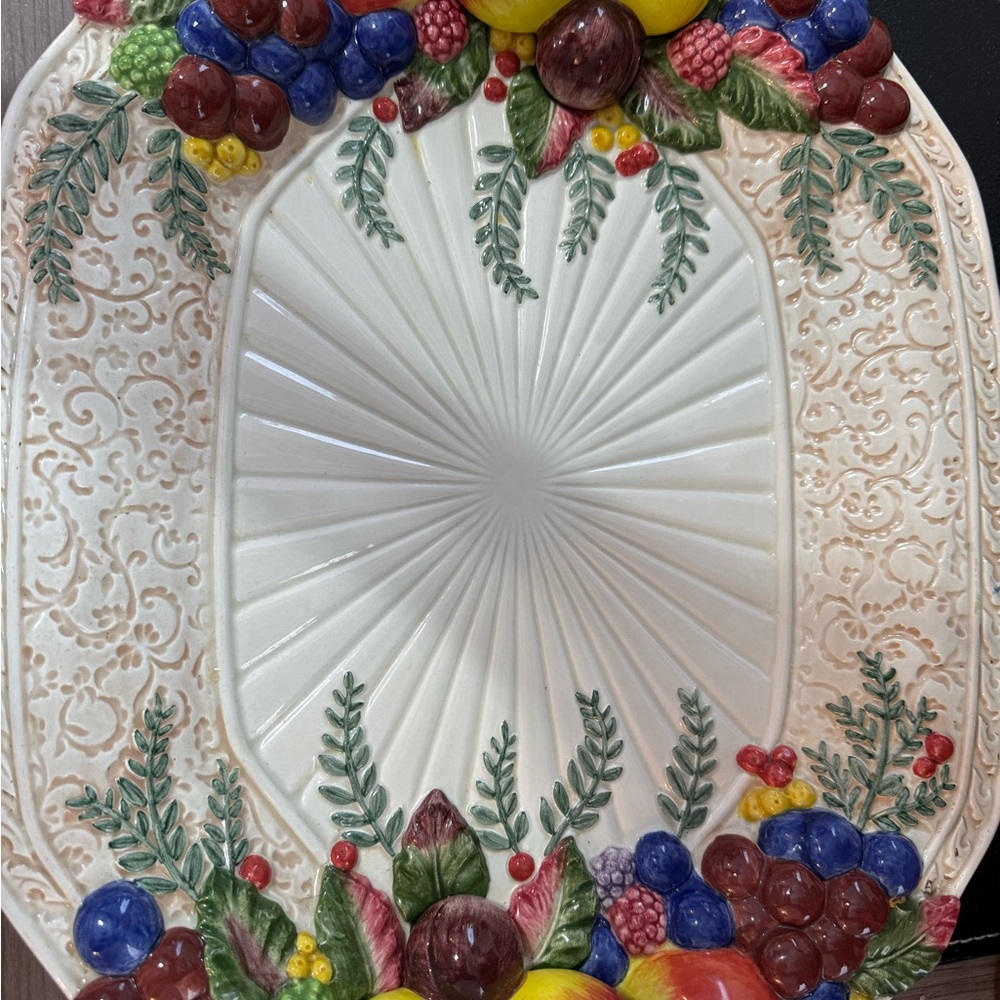Fitz and Floyd Venezia 16-Inch Large Oval Fruit Serving Platter / Wall Plaque